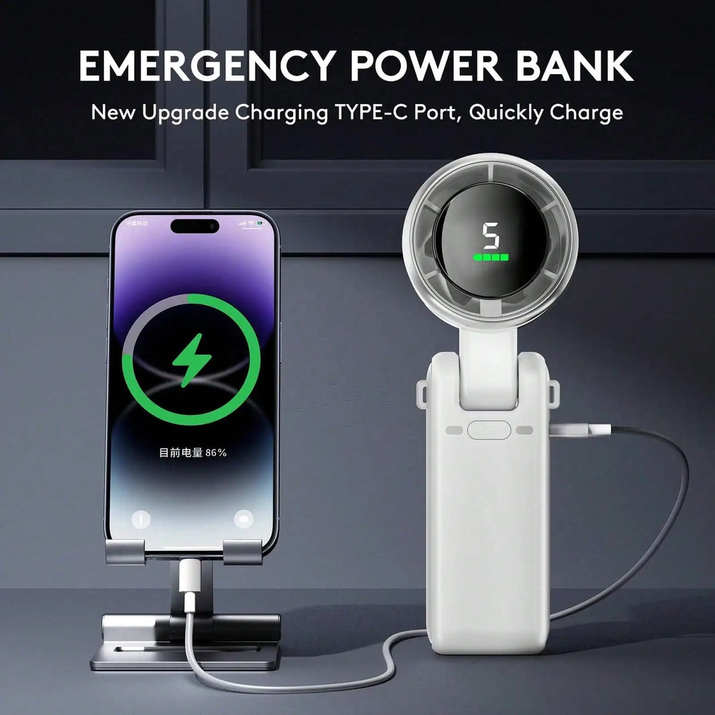 Mini ventilateur de poche USB rechargeable avec support pour téléphone - Ventilateur de bureau, compact et simple pour extérieur