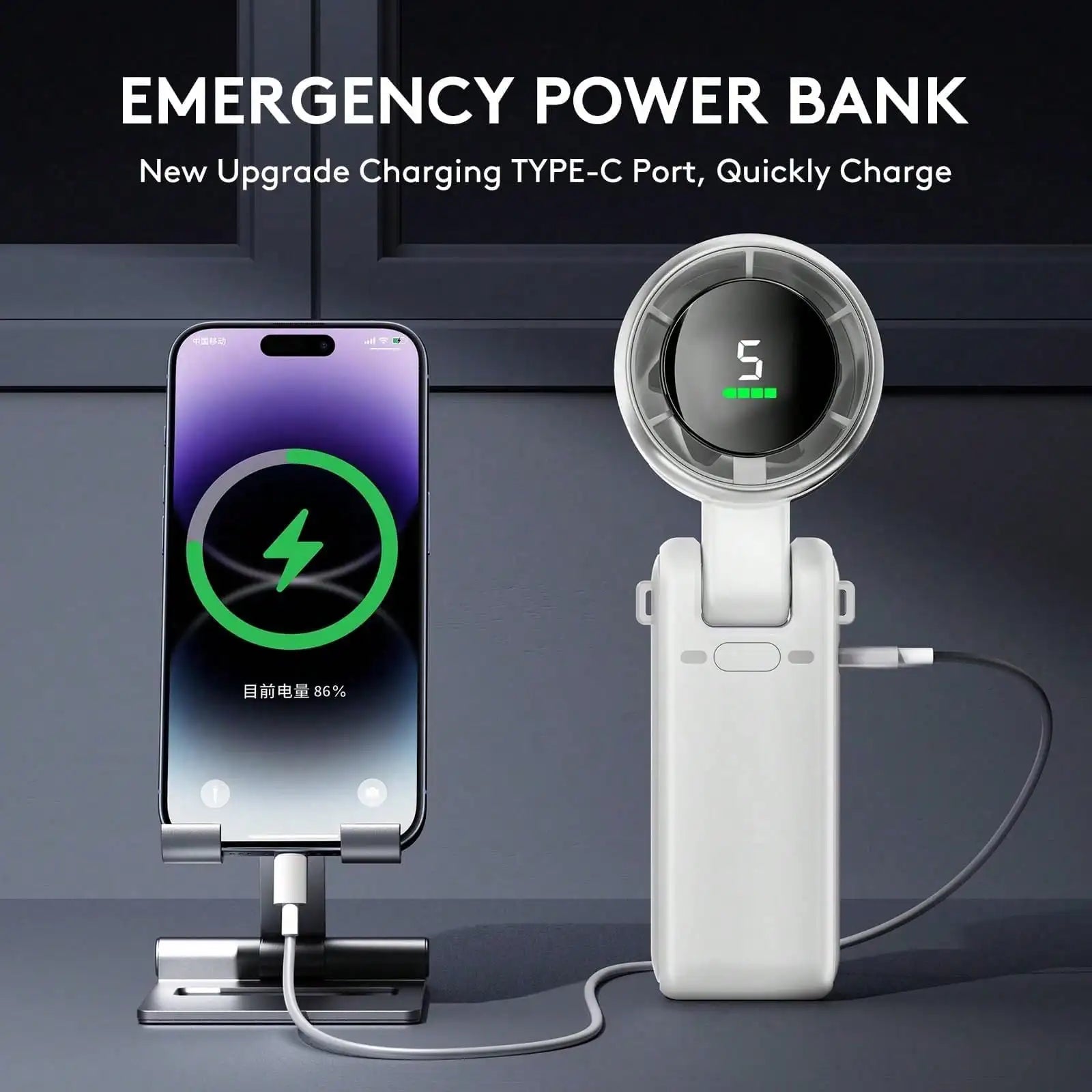 Mini ventilateur de poche USB rechargeable avec support pour téléphone - Ventilateur de bureau, compact et simple pour extérieur